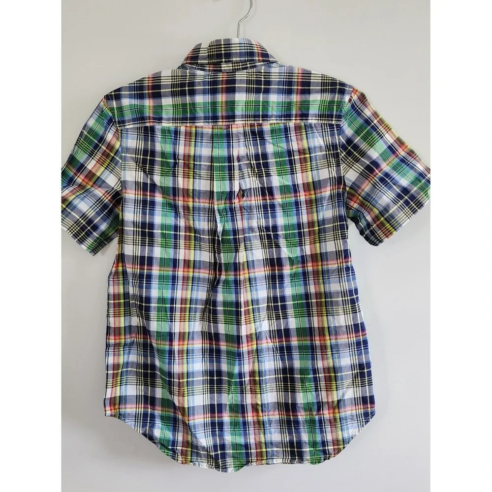 Ralph Lauren Button Down Kids M 10-12 Multi-Color Plaid Preppy Classic Madras